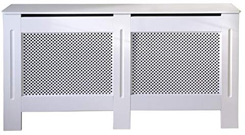 Jack Stonehouse Radiator Cover Traditional Diamond Slat MDF Wood Cabinet, White Large