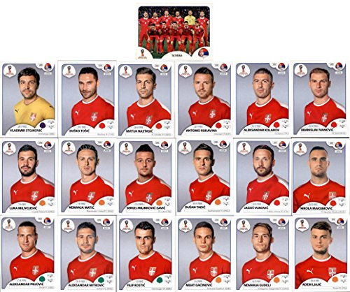 CAGO Lot de stickers à collectionner Panini Coupe du monde 2018 - Équipe de Serbie (413-431)