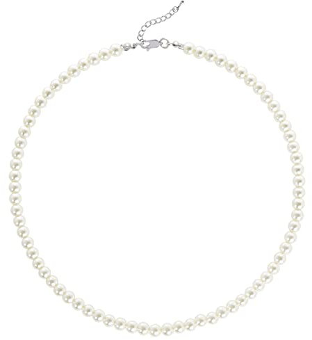 BABEYOND Perlenkette Damen Weiße Perlen Halsketten für Frauen und Mädchen Kurze Runde mit 6–10 mm Perlen Schmuck