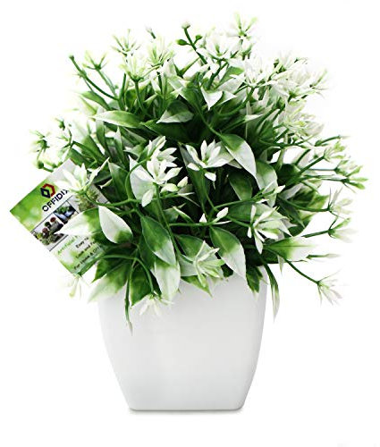 OFFIDIX Mini Fleurs artificielles de Plantes artificielles avec la Plante Artificielle en Plastique de Vase carré Blanc pour Le Bureau, décoration de la Maison