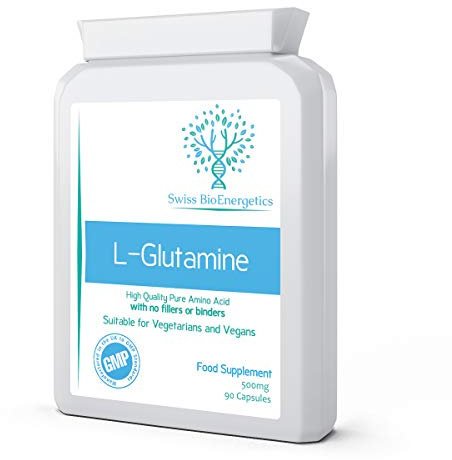 L-Glutamine 500mg 90 Capsules - Pure Amino Acid with no fillers or Binders - Suitable for Vegetarians and Vegans – Exclusively Manufactured in The UK