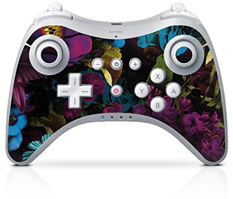 DeinDesign Skin kompatibel mit Nintendo Wii U Pro Controller Folie Sticker Lichteffekte Blume schwarz