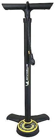 MICHELIN (Cycle) Fußpumpe aus Stahl, Manometer, Erwachsene, Unisex, Schwarz, Einheitsgröße