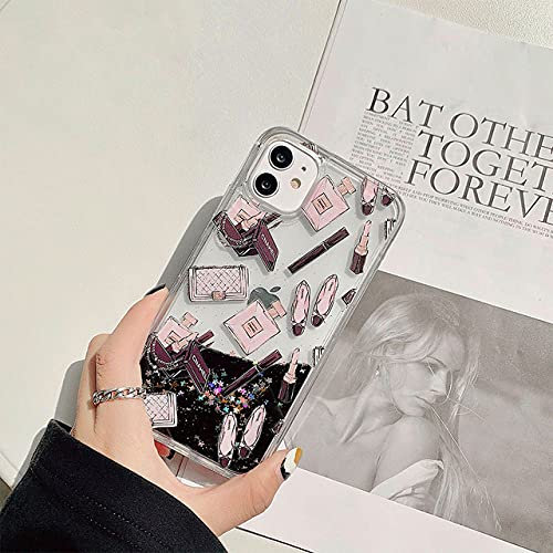 DEIOKL Cute Tide Shell Glitter TPU PC-Handyhüllen für iPhone 12 11Pro Max Xs 7 8 Plus Xr X SE 2020 Dynamische flüssige Treibsand-Hülle, 2, für iPhone 8