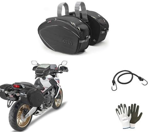Rucksack mit Klettverschluss, 1 Paar Seitentaschen Givi EA101B 30 Liter, Linie Easy-T, für Motorrad, Scooter, universelle Montage mit schwarzem Klettverschluss + gratis