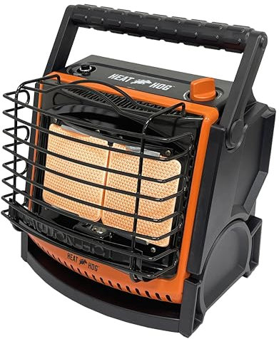 Heat Hog Chauffage au propane portable intérieur/extérieur 18 000 BTU pour garage, camping, chasse, sports de plein air, pêche, bateau ou camping-car, alimenté au gaz