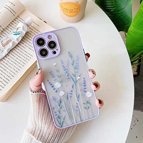 ZTOFERA Hülle für iPhone 13 Pro, Durchscheinend Liquid Silikon Hülle mit Blume Design, Weich Flexibel Anti-Kratzer Schutzhülle für iPhone 13 Pro (6,1) - Helles Lila