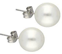 Treuheld® Ohrstecker mit weißer Perle | 8 Größen | hochwertige Süßwasserzuchtperle | Perlen-Ohrring für Damen und Mädchen [07.] - 12mm