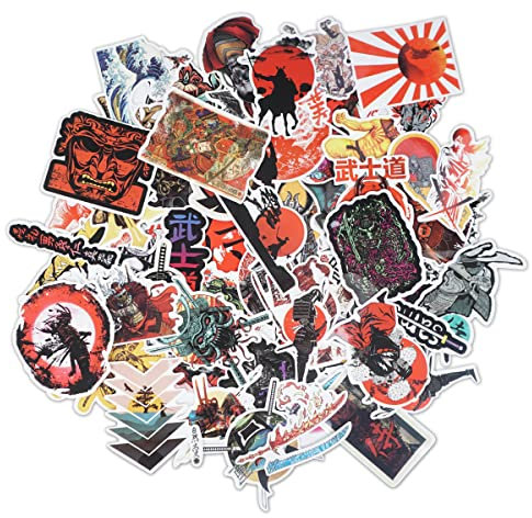 CoolChange Samurai Vinyl Sticker Set | div. japanische Aufkleber | PVC Decals | 65 Stück