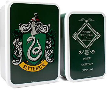Harry Potter Slytherin - Fiambreras reutilizables para alimentos - Recipientes pequeños para almuerzo - Mercancía Slytherin - Plástico libre de BPA