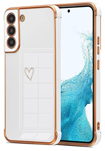 DEFBSC für Samsung Galaxy S22 Plus Hülle, Galvanisierte Liebesherz Telefonhülle, Ultradünn Kratzfest Stoßfeste Weich TPU Schutzhülle mit Herzmuster, für Samsung Galaxy S22 Plus - Weiß