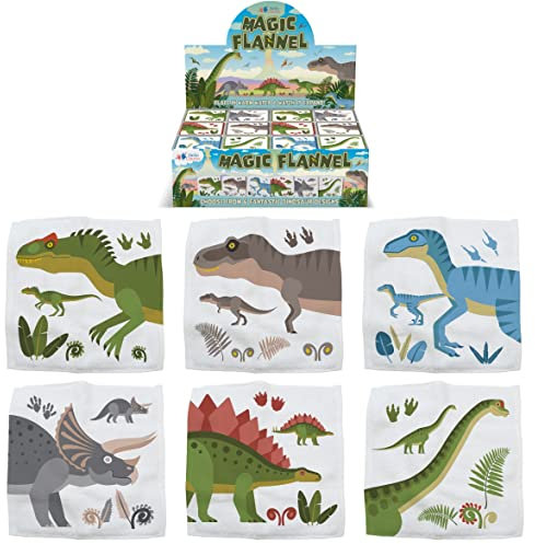 Hello Chums Wash Cloth - Dinosaur Magic Flannel, Face Cloths Flannels Cotton - Fun Designs for Children, Baby, Kids - 6 Unique Designs (1 Supplied At Random)
