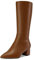 Castamere Donna Chunky Blocco Medio Tacco Heel a Punta Metà polpaccio Cerniera Stivali da Matrimonio Cute 5 CM Heels Marrone 42 EU