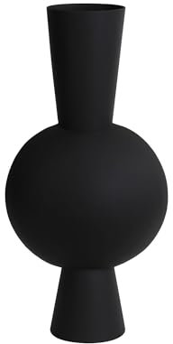 Light & Living Vase Kavandu - Schwarz - 31x20x60cm - Oval - Metall - Blumenvase - Vase für Trockenblumen - Vasen decko