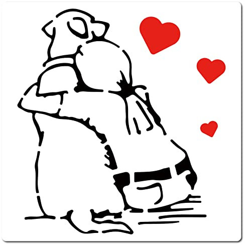 GORGECRAFT 12 Banksy Frau Schablone Wiederverwendbare Hund Liebe Schablone Tiere Innen Außen Wandmalerei Schablonen Zum Malen Kunsthandwerk Zeichnen Dekostoff Holzwand Heimdekoration