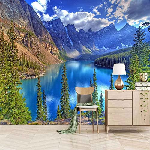 Photo Wallpaper Mountain Lake Forest Scenery Wallpaper Mural Picture Photo Murals Wallpaper Mural Wallpaper 3D Wallpaper Paste Living Room The Wall for Bedroom Mural Border - 400 (W) x 280 (H) cm