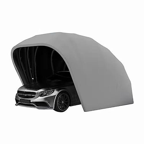 RNQZ Edelstahl-Carport, Autoüberdachung, Autoüberdachung, Autogarage, Autoschuppen, Autohaus, Parkplatz, faltbar, einziehbar, L5,5 m x B 2,5 m x H 2,3 m,Grau