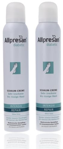 Allpresan diabetic INTENSIV + REPAIR ohne Urea Schaum-Creme - bei Diabetes mellitus - für sehr trockene bis rissige Fußhaut - 2x200 ml