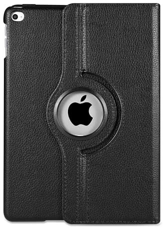 Étui pivotant à 360° en cuir pour Apple iPad 9,7'' comme iPad 6ème génération 2018, iPad 5ème génération 2017, iPad Air 2ème génération 2014 et iPad Air 1ère génération 2013 (Noir)