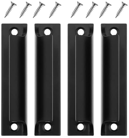 TECKI 4 Pezzi Maniglia Porta Alluminio (Nero) - Per Porte Scorrevoli, a Soffietto, Interne, Balcone, Finestra Schermo e Mobili