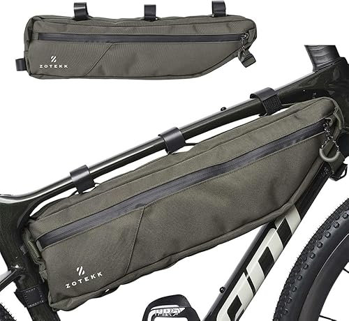 ZOTEKK | Bicycle Framebag 2.2L | Wasserfest Fahrradtasche Rahmentasche Lenkertasche | Praktische Handytasche für Fahrräder - Army