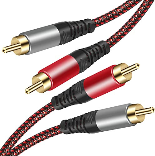 Tiierzon RCA Cable 2M,2Rca Male to 2-RCA Male Audio Stereo Subwoofer Cable [Hi-Fi Sound] Nylon-Braided Auxiliary Audio Cord for Home Theater, HDTV, Amplifiers, Hi-Fi Systems,Speakers and etc (2m)