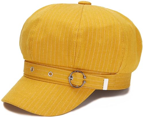 WULIQIUQIU Französische Baskenmützen für Damen, Winter, Newsboy Cap Frühling Outdoor Sonnenhut, C-Gelb, Einheitsgröße