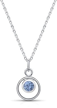 Amberta Lumini Damen Halskette mit Anhänger aus 925 Sterling Silber mit Simuliertem Geburtsstein: Dezember Geburtsstein Simulierter Tansanit Zirkonia