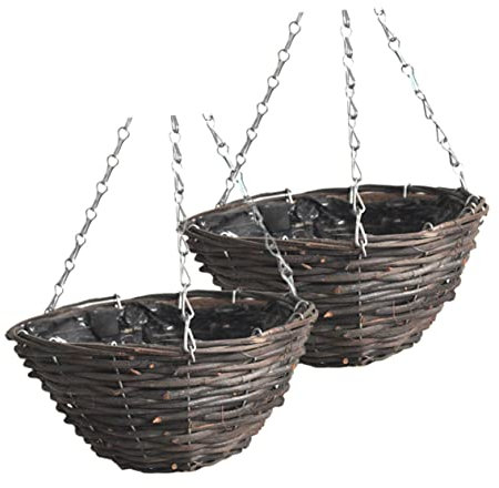 Sosoport Juego de Macetas Colgantes de Pared de Ratán de 30 Cm Macetas Decorativas de Ratán