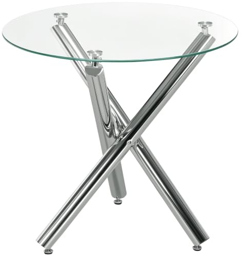 HOMCOM Esstisch Runder Küchentisch für 4 Personen Transparent Ø80 x 74 cm