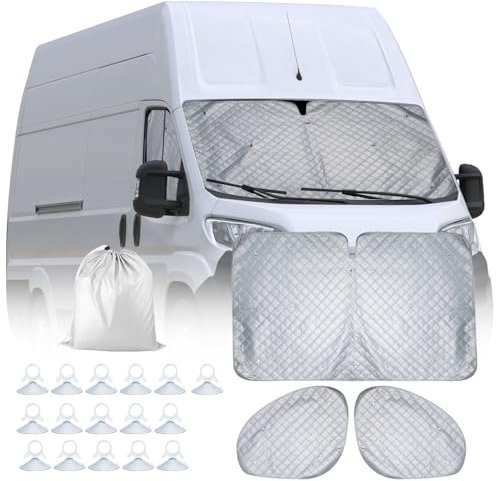 CICMOD Sonnenschutz Frontscheibe Innen für FIAT Ducato Wohnmobil Thermomatten 3PCS Frontscheibenabdeckung Set interner Windschutzscheiben-Abdeckung für Verdunkelung