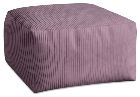DreamRoots Pouf Hocker Fußhocker Cord, Cube 70x70x40cm, Plum Smoothie