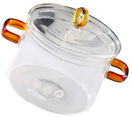 Cabilock Marmite À Soupe En Verre Mijoteuse Pour La Cuisson Des Flocons D'avoine Couvercle Pour Cuisinière Supérieure
