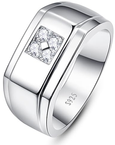Yaresul Herren Ringe 925 Silber Rundschliff Cubic Zirconia Herrenringe Daumenring Jubiläum Geschenk von Ringe Für Herren für ihn Ehemann Bruder Breite Band 10mm Größe 65(20.7)