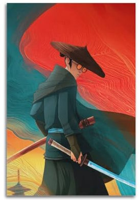 Blaues Auge Samurai-Poster, Raumdekoration, ästhetisches Poster, künstlerisches Poster für Schlafzimmer, Wohnzimmer, Wände, 30 x 45 cm, ungerahmter Stil