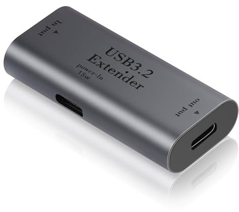 SinLoon Adaptador de Extensión de Amplificador de Señal USB3.2 a USB C de 5 Gbps Amplía Conector de Transmisión de Señal de Larga Distancia USB3.2 a USB C con Puerto de Alimentación USB C 15W