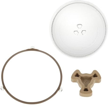 Microwave Turntable Glass Plate, 315mm Microwave Plate Replacement with Fixers, Durable Microwave Glass Plate, Turntable Ring and Support Included