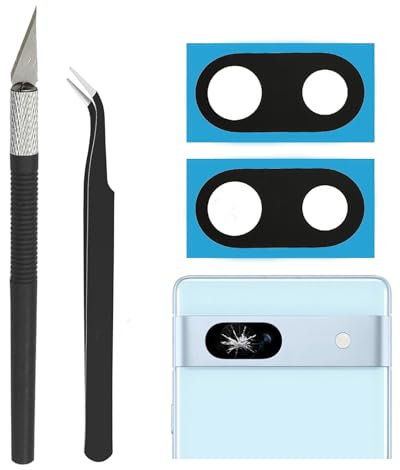 Cemobile 2 Sets Rückkameraobjektivglas Ersatz für Google Pixel 7A mit vorinstalliertem Kleber und Reparaturwerkzeug-Set