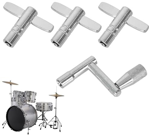 4 Stück Schlagzeugschlüssel Schlagzeug Tuning Key Schlagzeug Stimmschlüssel, 1 Z und 3 T-schlagzeugschlüssel, Metall Drum Tuning Key für Schlagzeuger Schlagzeug Trommel Schlaginstrumente, Silber