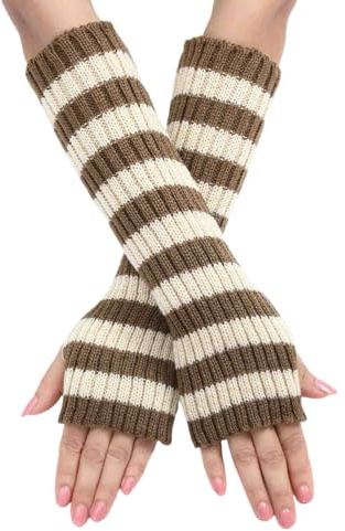 BXCNCKD Grunge Handschuh-Zubehör, Feen-Kleidung, gehäkelter ästhetischer Armwärmer, Goblincore-Zubehör, Zebrastreifen, Handschuh, SH-04, Einheitsgröße