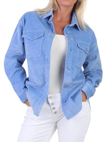 Eight 2 Nine Damen Cord Shacket lässige Hemdjacke LETN-083 Oversize Damenjacke