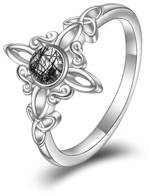 HUKKUN Hexen Knoten Ring Silber 925 Hexen Ring Keltischer Knoten Hexen Schmuck Geschenke Damen
