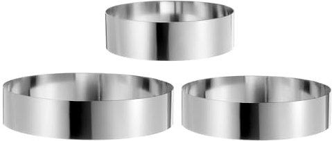 sourcing map Round Cake Ring 7/8/9 Inch Seamless Stainless Steel Pastry Mousse Dessert Ring Mirror Coating for Baking Cooking Making Tool