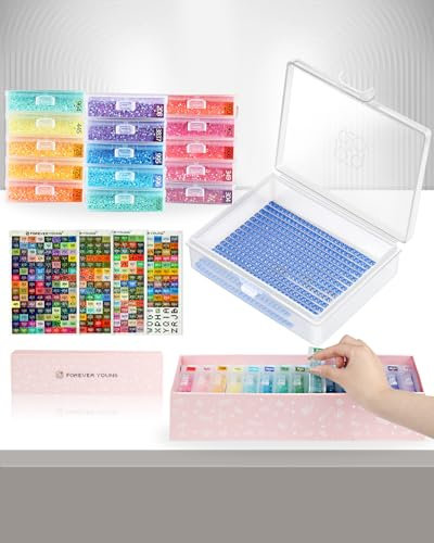 15pcs Diamond Painting Storage Containers and Trays With Lids - 2-in-1 Art Accessories for Bead Storage & Line-Up - Box Package