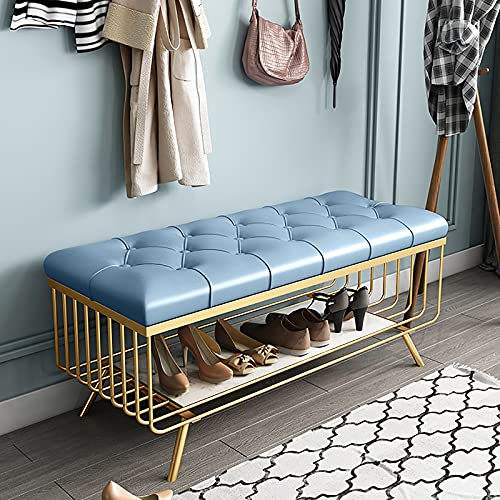 Generisch Schuhbank Modern Shoe Bench with Leather Seat HighQuality Shoe Rack Bench with Marble and Metal Shoe Organizer Stylish Entryway Bench Storage Bench for Bedroom.
