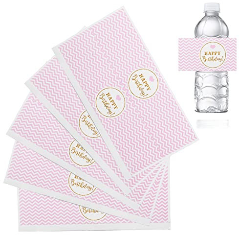 Water Bottle Labels White Self Adhesive Water Bottle Labels Decoration for Birthday Stickers Happy Birthday Water Bottle Wrappers 5 Pcs