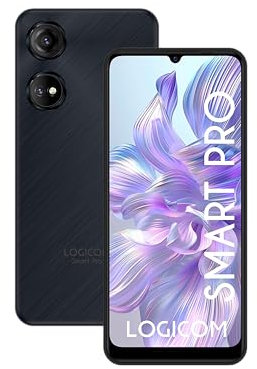 Logicom - Smart Pro - Smartphone 4G sbloccato - Display da 6,7 HD - 128 GB + 256-6 GB RAM - Android 14 - Dual SIM - Batteria 5000 mAh - USB-C - Wi-FI - 5G - Riconoscimento facciale - Fotocamera 50 +