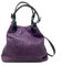 Chicca Borse Borsa a Mano Stampa Intrecciata da Donna con Tracolla in vera pelle made in Italy - 34x29x18 Cm (Viola - Nero)