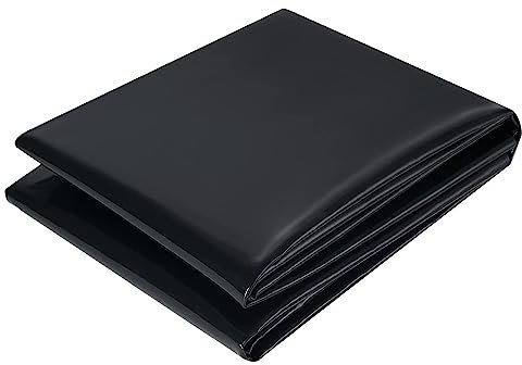 Rivestimento per stagno in HDPE nero da 0,12 mm per stagni di pesce, fontana, fontana, giardino, resistente ai raggi UV, flessibile, facile da tagliare, 4 x 4 m
