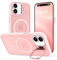 Cover Magnetica per iPhone 16 con Cavalletto, Compatibile con Magsafe, Supporto per la Fotocamera Integrato Custodia, Militare Antiurto Sottile Protettiva Traslucida Glassata Case, Rosa